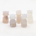 Set of five hand-carved natural agate bulldog figurines in various neutral stone shades - Natural Agate
