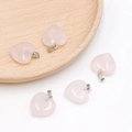 Set of five 20mm heart-shaped rose quartz crystal pendants with silver metal clasps - Rose Quartz