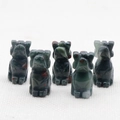 Hand-carved natural bloodstone dog figurines in a set of five for home decor - African Blood Stone