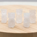 Five hand-carved white crystal puppy figurines on a wooden tray with a frosted finish - White Crystal
