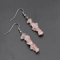 Orecchini minimalisti in argento con pendenti in pietra naturale di quarzo rosa - Quarzo rosa