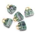 Five ruby in zoisite handbag pendants with gold metal handles on a white background - Ruby in Zoisite (Single)
