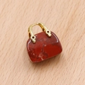 Mini handbag pendant made of red jasper natural stone with a golden metal handle - Red Stone (Single Piece)