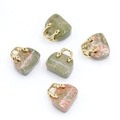 Mini handbag-shaped natural green and red stone pendants with gold alloy handles - Unakite (Single)