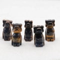 Natural tiger eye stone bulldog figurines with brown striped texture set of five - Tiger's Eye