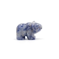 Figurine d'ours sculptée en cristal de sodalite avec texture naturelle bleue et blanche - Pierre à Points Bleus