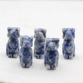 Set of 5 natural sodalite hand-carved stone dog figurines with blue and white marbling - Blue Spot Jasper
