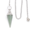 Green crystal hexagonal column pendulum pendant with vintage silver hollow metal cap - Green Aventurine