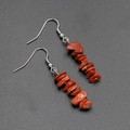 Orecchini pendenti in diaspro rosso naturale con gancio argentato in stile boho - Diaspro Rosso
