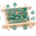 Green natural stone pumpkin charms with silver clasp for DIY jewelry making - Green Aventurine