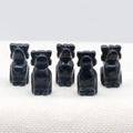 Set of five hand-carved black obsidian bulldog figurines with polished finish - Obsidian