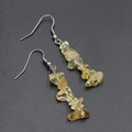 Orecchini pendenti boho con pietre di cristallo giallo naturali e ganci in argento - Citrino