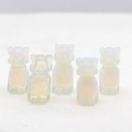 Set of five small white opal synthetic crystal dog figurines in sitting pose - Synthetic Opal