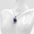 Lapis lazuli moon pendant necklace on silver chain shown on a white jewelry bust - Lapis Lazuli