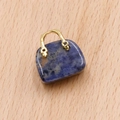 Mini handbag-shaped sodalite pendant in deep blue stone with golden metal handle - Blue Spot Jasper (Single)