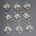 Set of 9 handmade copper wire wrapped crystal tree of life charms in various shapes - Clear Quartz (Pendant Only (Without Chain))