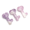 Tallados de llaves de lepidolita natural en forma de corazón con textura mineral púrpura - Fosfosiderita