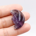 Carved purple crystal crescent moon face stone charm for DIY jewelry and decor - Amethyst