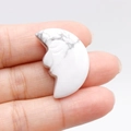 Hand-carved white howlite moon face crystal stone pendant for DIY jewelry making - Howlite