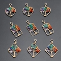 Handmade Tree of Life wire wrapped natural stone pendants in heart and geometric shapes - 7 Chakra Stones (Pendant Only (Without Chain))