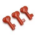 Three pieces of heart-shaped key carvings made from natural red jasper stone - Red Jasper