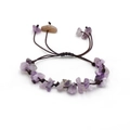 Handgefertigtes Amethyst-Splitter-Armband mit verstellbarem dunkelbraunem Flechtband - Amethyst