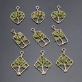 Handmade gold wire-wrapped heart and geometric pendants with green crystal stones - Prehnite (Pendant Only (Without Chain))