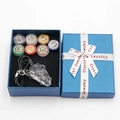 Set de 7 piedras Chakra con colgante de cristal envuelto en caja de regalo azul - Juego de Caja de Colgante de Punta de Flecha Envuelto en Alambre Plateado