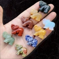 Miniature di elefanti in avventurina naturale e pietre preziose miste - Elefante