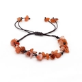Handgewebtes Armband mit roten Karneol-Natursteinen und verstellbarer Kordel - Roter Achat