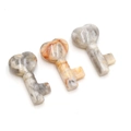 Three natural agate heart-shaped keys featuring polished grey, orange, and brown patterns - Crazy Agate