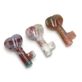 Polished ocean jasper natural stone heart key carving with colorful mineral veins - India Agate