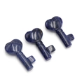Three heart-shaped key pendants carved from natural blue sodalite mineral stone - Blue Sodalite