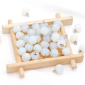 White translucent pumpkin-shaped gemstone pendants with silver hooks for DIY jewelry - Opal (Synthetic)