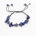 Handgewebtes Armband aus Lapislazuli-Splitter mit Hamsa-Anhänger und Evil Eye - Lapislazuli