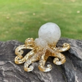 Artistic octopus decor with white crystal head and gold foil resin tentacles - White Crystal