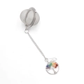 Infusore per tè in acciaio inox con ciondolo albero della vita e pietre chakra - Pietra arcobaleno