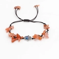 Bracciale intrecciato con pietre naturali rosse e ciondolo a Mano di Fatima d'argento - Agata rossa