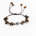 Bracciale in occhio di tigre con mano di Fatima e malocchio in corda intrecciata - Occhio di tigre