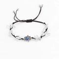 Bracciale intrecciato marrone con malocchio, cristallo di quarzo e ciondolo Hamsa - Cristallo di rocca