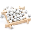 White marbled stone pumpkin charm with silver ring for DIY jewelry making and crafts - White Howlite