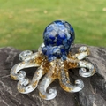 Octopus statue made of blue lapis lazuli crystal stones and gold foil flakes - Lapis Lazuli