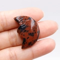 Moon face crescent pendant in mahogany obsidian with red and black natural stone texture - Mahogany Obsidian
