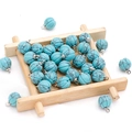 Blue turquoise pumpkin beads with silver loop for DIY handcrafted jewelry making - Synthetic Turquoise