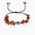 Bracciale fatto a mano con diaspro rosso, ciondolo Mano di Fatima e dettaglio Evil Eye - Diaspro Rosso