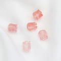 Perline rosa a forma di mughetto con effetto occhio di gatto per gioielli fai da te - 1 Pezzo / Rosso anguria