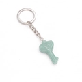 Light green aventurine stone heart key pendant keychain with silver metal ring - Green Aventurine