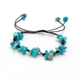 Handgewebtes Türkis-Steinarmband mit verstellbarer Kordel und Natursplittern - Blauer Türkis