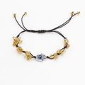 Bracciale intrecciato regolabile con pietre naturali gialle e ciondolo Malocchio - Citrino