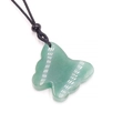 Pendentif papillon en aventurine verte avec un cordon noir tressé élégant - Avec lanière / Aventurine Verte
